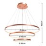 Lustre Led Moderno Pendente Anéis Led 89w 3 Arcos Rose  Brinovar - 7