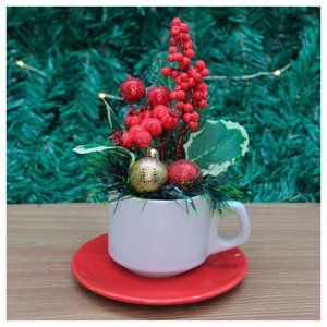 Xicara Vasinho de Natal Arranjo Decorativo Artesanal