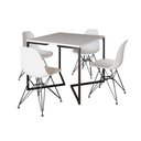 Ver imagem 6 de Mesa Jantar Industrial Quadrada 90Cm Branca Base V Com 4 Cadeiras Brancas Ferro Preto Cor: Branco