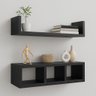 Kit Nichos de Parede Madeira Mdf Moderno Prateleira Organizadora Sala, Escritório e Casa - Preto - 3