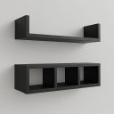 Ver imagem 2 de Kit Nichos de Parede Madeira Mdf Moderno Prateleira Organizadora Sala, Escritório e Casa - Preto