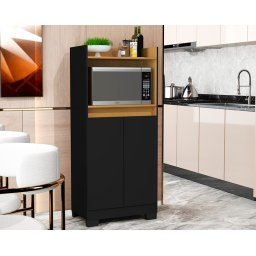 Armário Multiuso Preto Organizador para Cozinha Balcão Microondas Jt - 2