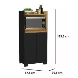 Armário Multiuso Preto Organizador para Cozinha Balcão Microondas Jt - 3