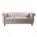 Ver imagem 1 de Sofá Realeza 3 Lugares 196cm Bege Suede Bella Decor Estilo Clássico Elegante