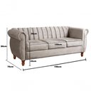 Ver imagem 2 de Sofá Realeza 3 Lugares 196cm Bege Suede Bella Decor Estilo Clássico Elegante