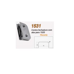 1531 - Contra fechadura com aparador v/v para fechadura 1520 - Cromado - 2