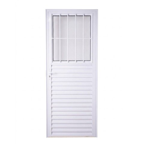 Porta de Giro Alumínio Branco Social c/Grade Veneziana 2V Maxx - 210x60 - Direita