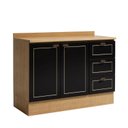 Ver imagem 2 de Balcão para Cozinha 120cm com 2 Portas e 3 Gavetas e Tampo Cinamomo/Preto Yescasa