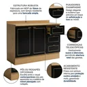 Ver imagem 5 de Balcão para Cozinha 120cm com 2 Portas e 3 Gavetas e Tampo Cinamomo/Preto Yescasa