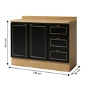 Ver imagem 3 de Balcão para Cozinha 120cm com 2 Portas e 3 Gavetas e Tampo Cinamomo/Preto Yescasa
