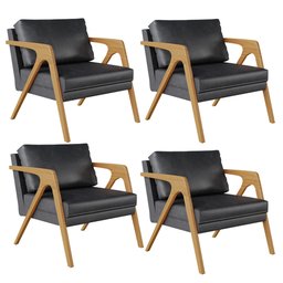 Kit 04 Poltronas Decorativa Sala Pietra Estrutura Madeira L02 Couríssimo Preto Brilho - Lyam Decor - 1 Kit 04 Poltronas Decorativa Sala Pietra Estrutura Madeira L02 Couríssimo Preto Brilho - Lyam Decor - 1