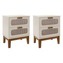 Ver imagem 1 de Kit 2 Mesas de Cabeceira Santorini 2 Gavetas 45 Cm Off White