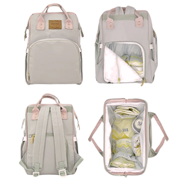 Mochila Maternidade Griff Baby Mavelle Cinza e Rosa - 3