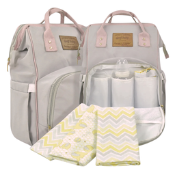 Mochila Maternidade Griff Baby Mavelle Cinza e Rosa - 2