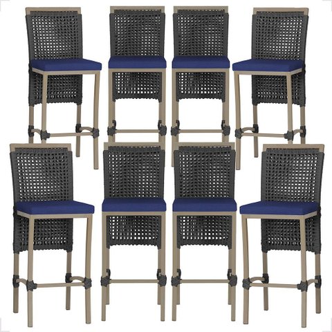 8 Banqueta em Alumínio Roma Fendi Corda Náutica Tecido 10