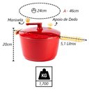 Ver imagem 2 de Pipoqueira Alumínio Vermelha Pipoca Doce Salgada 5100ml 24cm