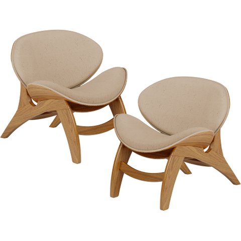Kit 2 Poltronas Decorativa Orgânica Sala Living Kadosh L02 Linho Bege Escuro - Lyam Decor