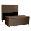 Ver imagem 1 de Kit Cabeceira e Calçadeira Baú Casal 1,40m Berlim Suede Marrom - Pallazio