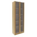 Ver imagem 1 de Armário Multiuso 59,8x171,5cm com 2 Portas de Vidro e 4 Prateleiras Am3112 Amêndoa