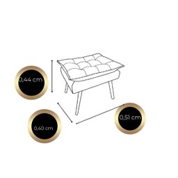 Kit Poltrona com Puff Opala para Sala Confortável e Resistente Suede - 4