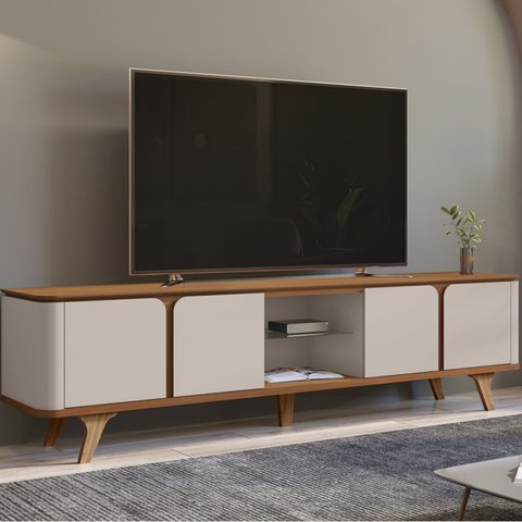 Rack Bancada para Tv 60 Pol 217 Cm 11097 Cedro Off White Dcasa