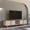 Ver imagem 7 de Rack Bancada para Tv 60 Pol 217 Cm 11097 Cedro Off White Dcasa
