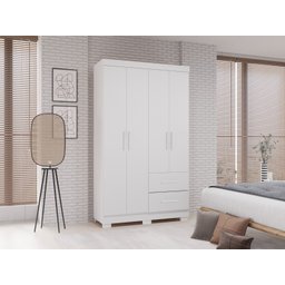 Roupeiro Estrela Premium 4 Portas 2 Gavetas Branco Salleto - 2