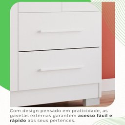 Roupeiro Estrela Premium 4 Portas 2 Gavetas Branco Salleto - 7