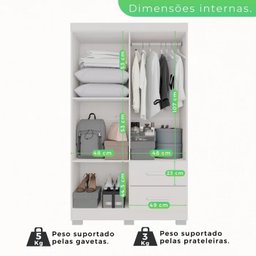Roupeiro Estrela Premium 4 Portas 2 Gavetas Branco Salleto - 4