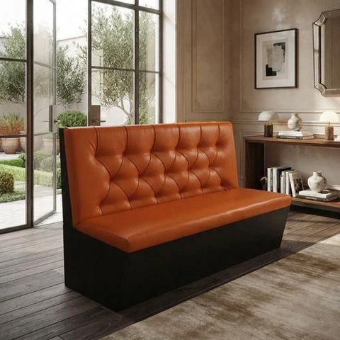 Poltrona Sofá Booth Prime 2 Lugares Laranja e Preto