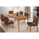 Ver imagem 1 de Conjunto: Mesa Sala Jantar Havana Tampo Curvo 180cm+6 Cadeiras Maldivas Madeira Naturale - Capuccino