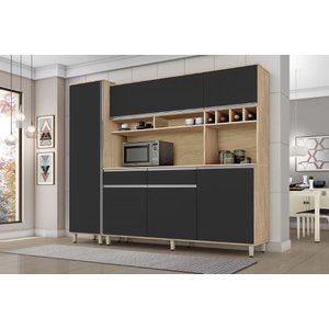 KIT COZINHA ARMÁRIO GRANDE BRASIL COR NATURE /PRETO FOSCO WHITE ÚLTIMAS UNIDADES
