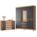 Ver imagem 1 de Guarda Roupa Casal New Fusion 10 Portas 3 Gavetas MDF Off White Titanium Flex com Cômoda Evidenza