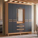 Ver imagem 7 de Guarda Roupa Casal New Fusion 10 Portas 3 Gavetas MDF Off White Titanium Flex com Cômoda Evidenza