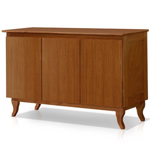 Balcão Buffet Aparador 100% Madeira 3 Portas Reymon Castanho