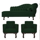 Ver imagem 1 de Kit Diva Recamier Juliana 140cm Lado Esquerdo e 02 Poltronas Classic Suede Verde - Amarena Móveis