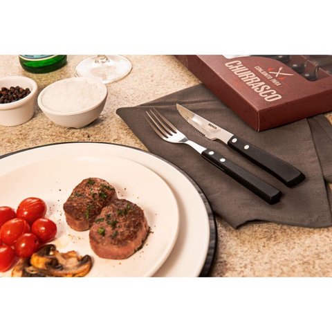 Jogo de Talheres para Churrasco 12 Peças Aço Inoxidável Linha Churrasco da Brinox