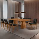 Ver imagem 1 de Sala de Jantar Mesa Noronha 220cm Tampo Laminado Barril com 8 Cadeiras Bella