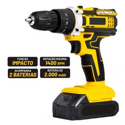 Parafusadeira Furadeira 2 Baterias Bivolt com Maleta Ferramentas Construção Casa Obra Kit Broca Port - 3