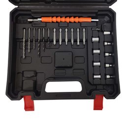 Parafusadeira Furadeira 2 Baterias Bivolt com Maleta Ferramentas Construção Casa Obra Kit Broca Port - 10