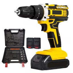 Parafusadeira Furadeira 2 Baterias Bivolt com Maleta Ferramentas Construção Casa Obra Kit Broca Port - 2