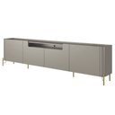 Ver imagem 4 de Rack para Sala de Estar Tv 85 Pol 4 Portas Pés Industrial Dourado Alef I03 Grigio - Lyam Decor