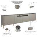 Ver imagem 2 de Rack para Sala de Estar Tv 85 Pol 4 Portas Pés Industrial Dourado Alef I03 Grigio - Lyam Decor