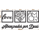 Ver imagem 5 de Kit 3 Quadros Mdf-love, Coração Geométrico e Frase Religiosa