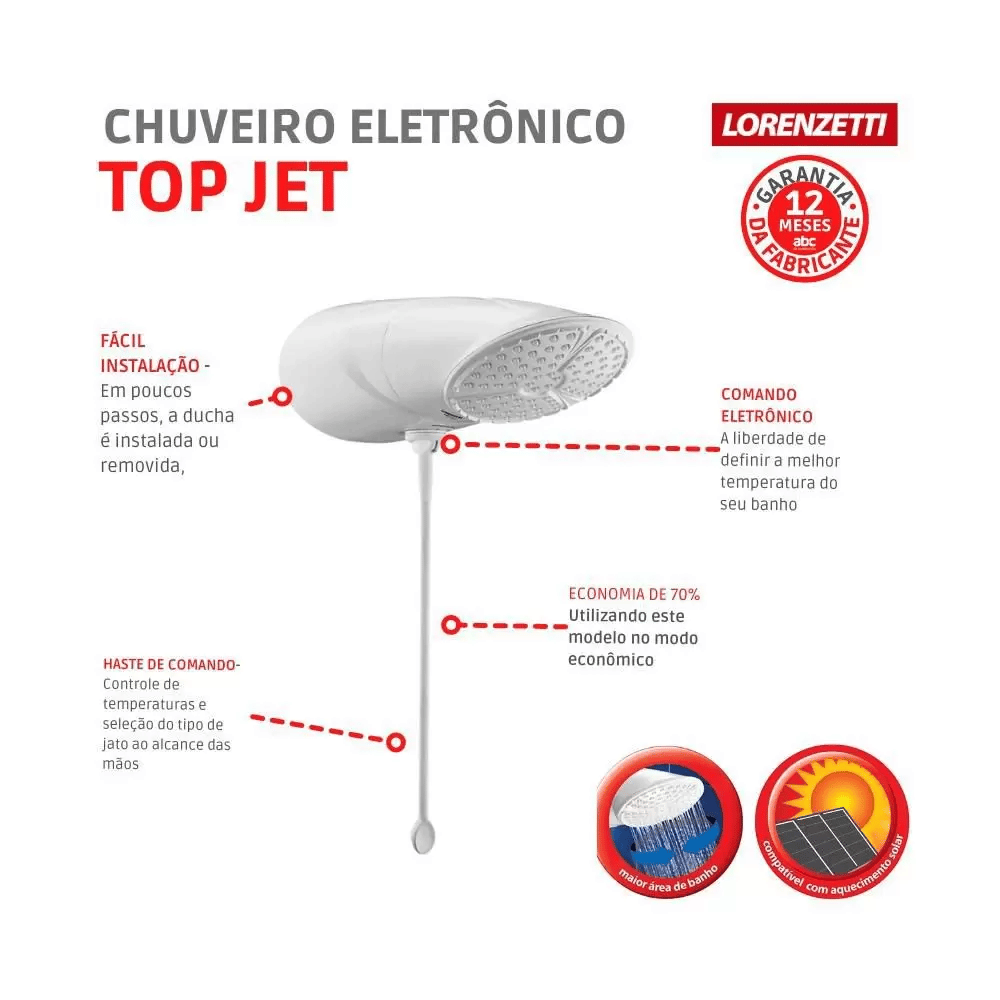 Ducha Top Jet Eletrônica 127V 5500W LORENZETTI | MadeiraMadeira
