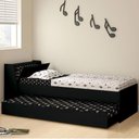 Ver imagem 2 de Cama Solteiro Bicama Cabeceira Bau 220x88 Bb28 Preto Dtall Preto