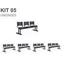 Ver imagem 2 de Kit 05 Cadeiras Longarinas Plásticas 03 Lugares – Cor Preta – 23021