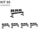 Ver imagem 2 de Kit 05 Cadeiras Longarinas Plásticas 03 Lugares – Cor Preta – 23021