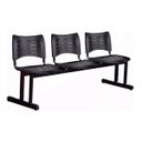 Ver imagem 1 de Kit 05 Cadeiras Longarinas Plásticas 03 Lugares – Cor Preta – 23021