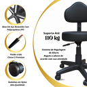 Ver imagem 7 de Cadeira Mocho Preto Estética Confortável Feminina Ergonômica Designer Tatuador Manicure Giratória